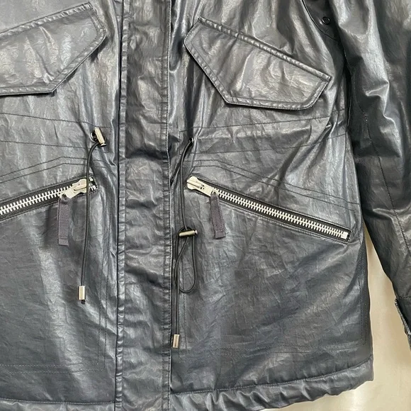 Free Ship. SAM hudson coat in NAVY white fur trim. - Picture 4 of 13